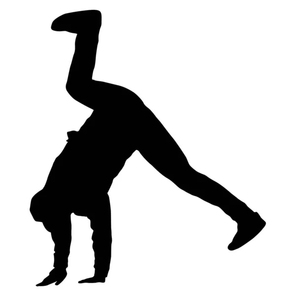 Siluetas Negras Breakdancer Sobre Fondo Blanco — Vector de stock