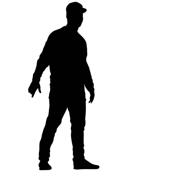 Silhouette Noire Homme Debout Les Gens Sur Fond Blanc — Image vectorielle