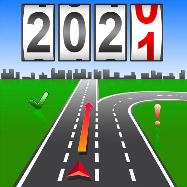 2021 Nový Rok Nahrazení Navigační Cesty Vpřed — Stockový vektor