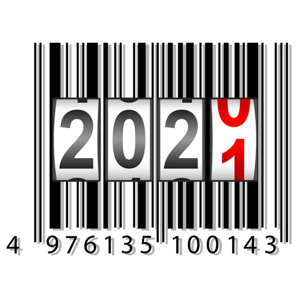 2021 Neujahrszähler Barcode Kalenderabbildung — Stockvektor