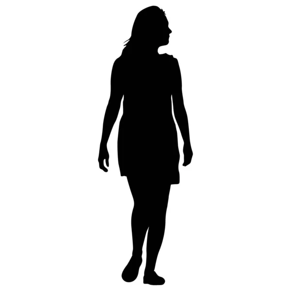 白い背景に歩いている少女のシルエット — ストックベクタ