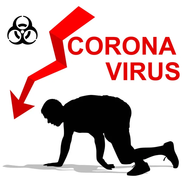 Stop Coronavirus Patiënt Valt Van Een Ziekte Een Witte Achtergrond — Stockvector