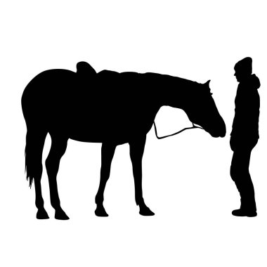 Siyah Mustang at vektör çiziminin silueti