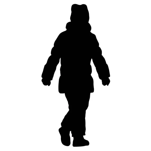 Σιλουέτα Ενός Κοριτσιού Που Περπατάει Λευκό Φόντο — Διανυσματικό Αρχείο