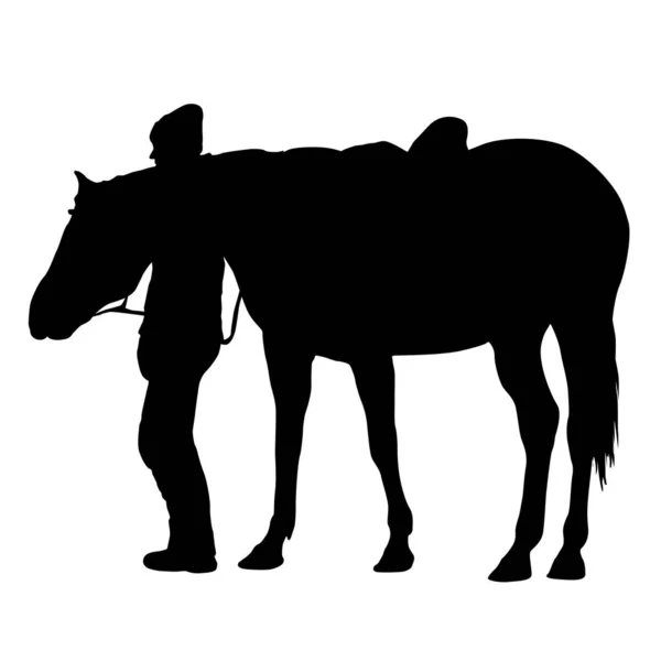 黒いマスタングの馬のイラストのシルエット — ストックベクタ