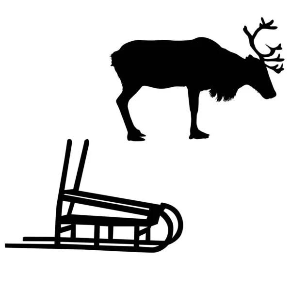 Silhuett Rådjur Med Stor Horn Vit Bakgrund — Stock vektor