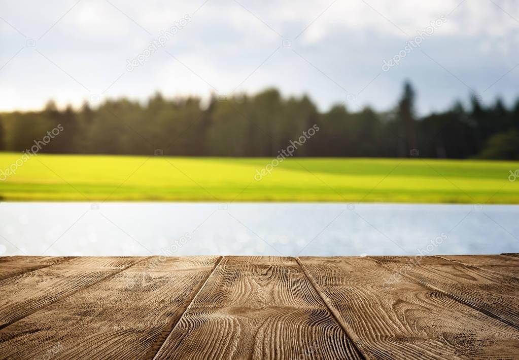Empty wooden pier over the lake