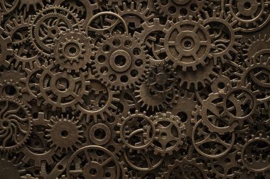 Pirinç çarkları, steampunk arka plan kopya alanı ile
