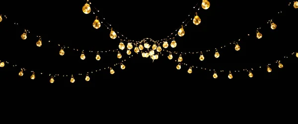 用黑色隔离的结婚彩灯的圣诞 — 图库照片