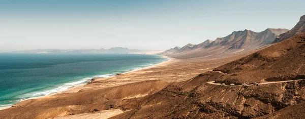 Panorama-Luftaufnahme eines Cofete-Strandes auf Fuerteventura — Stockfoto