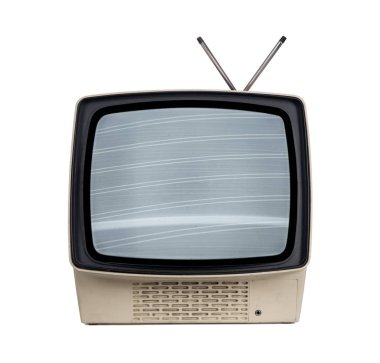 Beyaz arkaplanda izole edilmiş eski televizyon