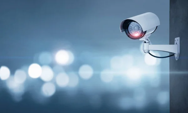 Close Van Cctv Camera Gedefocuste Achtergrond Met Kopieerruimte — Stockfoto