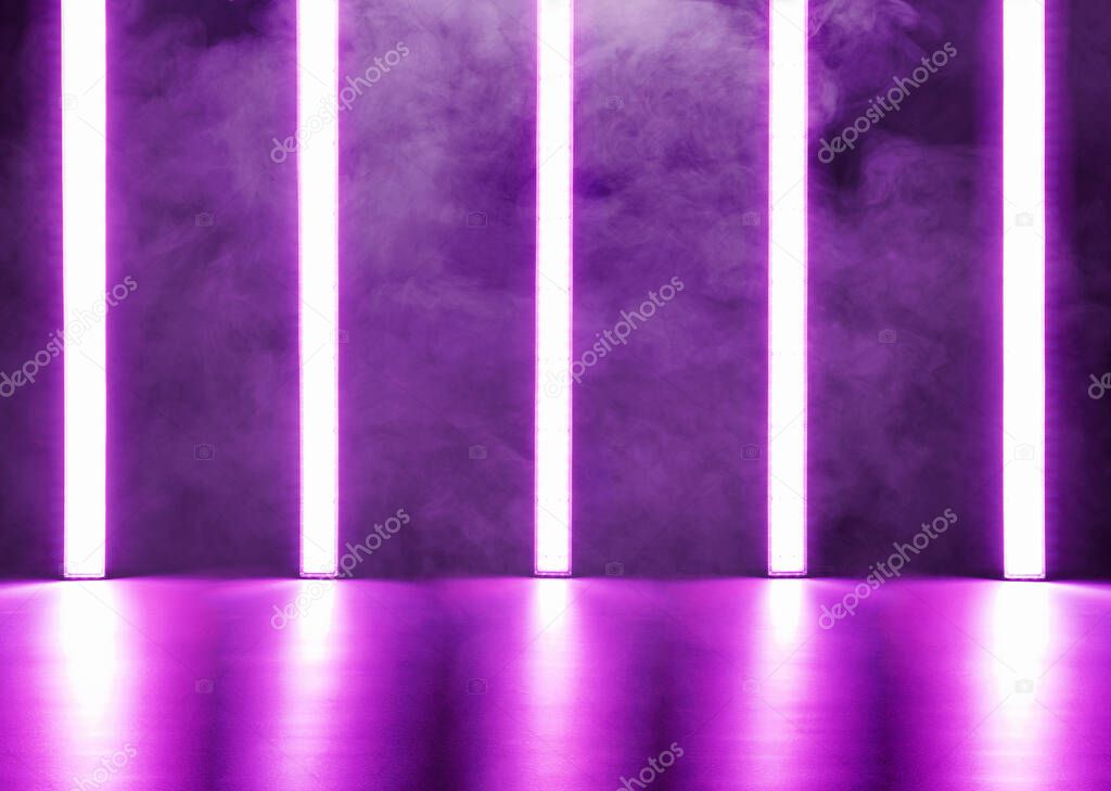 Abstract neon lights background with copy space