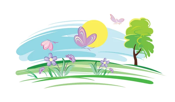 Butterflies on a meadow Vector Graphics