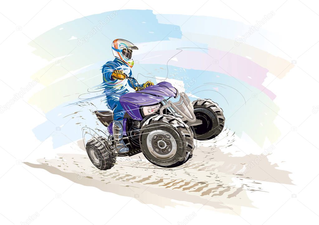 ATV moto, the ATV is on the road
