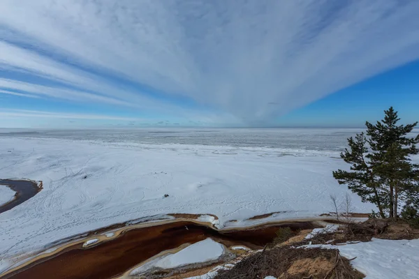 Winter sneeuw Zeekust Oostzee Letland Saulkrasti — Stockfoto