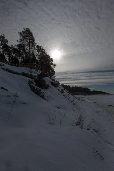 Kış kar Yalı Baltık Denizi Letonya Saulkrasti — Stok fotoğraf