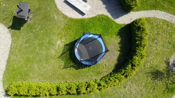 Aerial view of countryside, drone top view ascent on Latvian farm — Stock Video