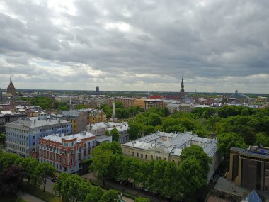 Riga eski kasaba hava dron Üstten Görünüm