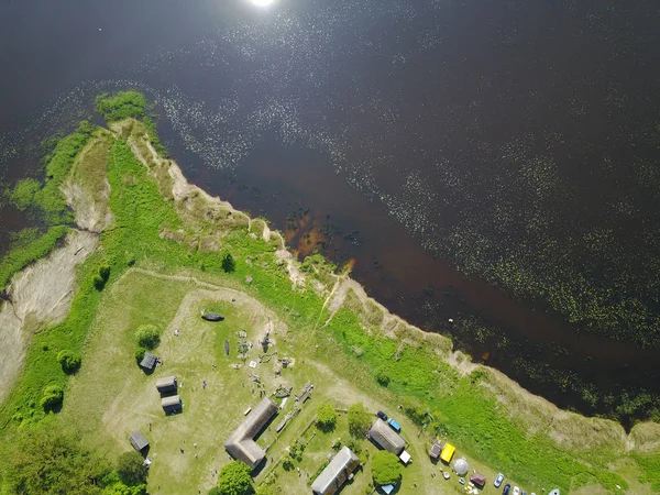 리가 호수 공중 무인 항공기 평면도 라트비아 — 스톡 사진