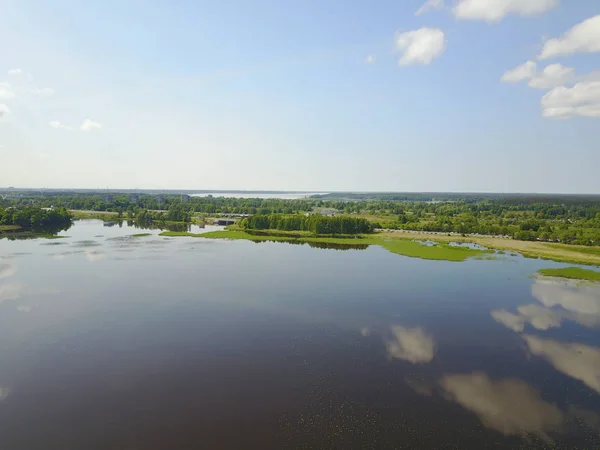 Riga tó légi drone felülnézet Lettország Jogdíjmentes Stock Fotók