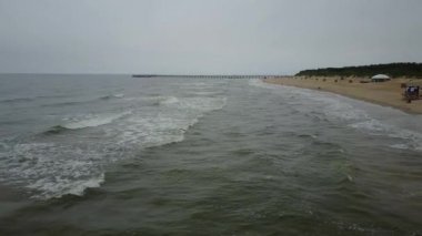 Palanga Lietuva Baltık Denizi deniz hava dron üst görüntülemek 4 k Uhd video Litvanya