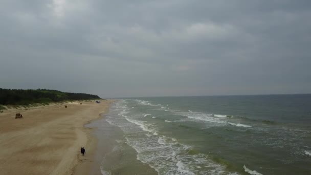 Palanga Lietuva Mar Baltico Mare Aereo drone vista dall'alto 4K UHD video Lituania — Video Stock