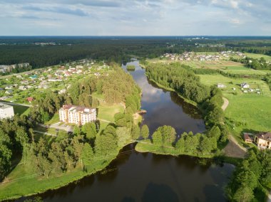 kırsal günbatımı hava görünümünü alacakaranlık akşam, robot Üstten Görünüm