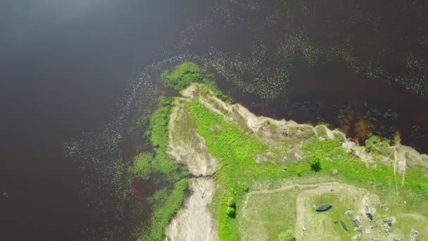 Lago di Riga Aereo drone vista dall'alto 4K UHD video Lettonia Brivdabas Muzejs — Video Stock