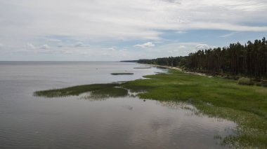 Kırsal dron üstten görünüm Engure Letonya havadan görünümü