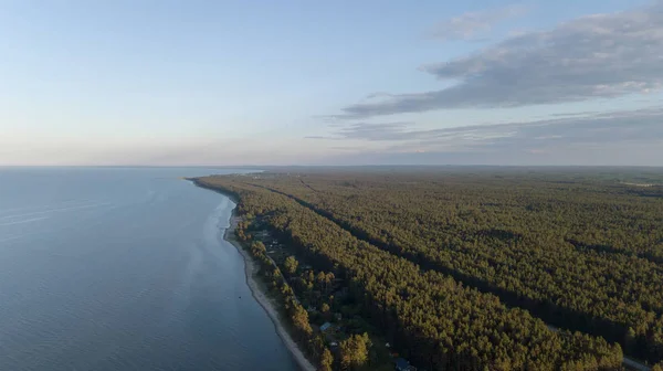 Kırsal dron üstten görünüm Engure Letonya havadan görünümü — Stok fotoğraf