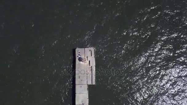 Přístav Roja Lotyšsko letecký pohled na krajinu dron pohled shora 4k Uhd videa — Stock video