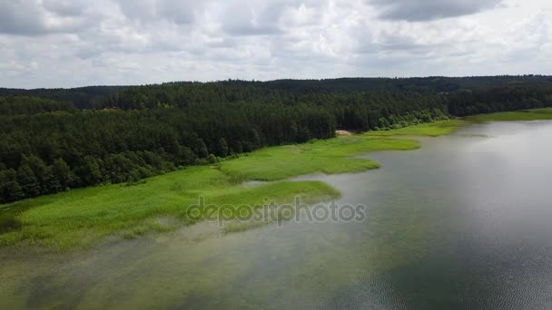 Płótele jeziora Litwy krajowych wody rezerwy antenowe drone widok z góry 4k Uhd wideo — Wideo stockowe