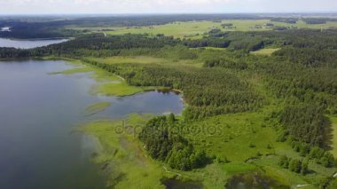 Plateliai Gölü Litvanya Ulusal su rezerv hava dron üstten görünüm 4k Uhd video 