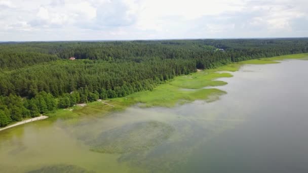 Plateliai lake Lithuania National Water Reserve Aerial drone top view 4K UHD video — Stock Video