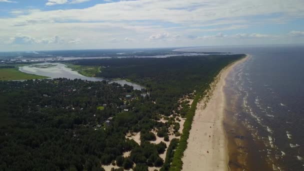 Vecaki Latvia Baltic Sea Seaside Aerial drone top view 4K UHD video — Stock Video