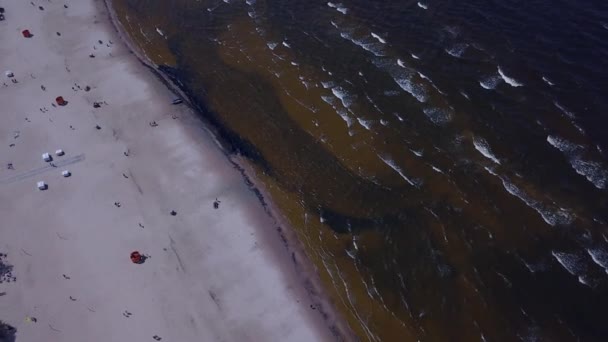 Vecaki Lettland Östersjön Seaside antenn drönare ovanifrån 4k Uhd video — Stockvideo