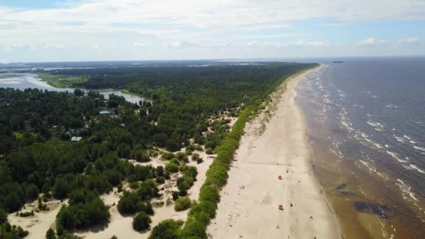 Vecaki Latvia Baltic Sea Seaside Aerial drone top view 4K UHD video — Stock Video