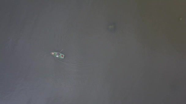 Boat children Roja Latvia Baltic Sea Seaside Aerial drone top view 4K UHD video — Stock Video