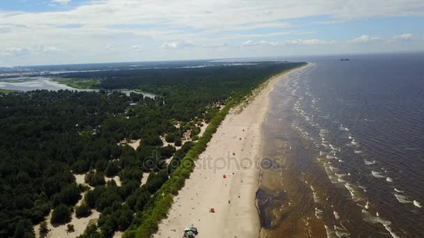 Roja Łotwa Morze Bałtyckie nadmorski antenowe drone widok z góry 4k Uhd wideo — Wideo stockowe