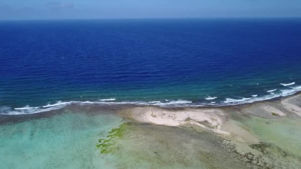 Bonaire ön Karibiska havet vindsurfing lagoon Sorobon antenn drönare ovanifrån 4k Uhd video — Stockvideo