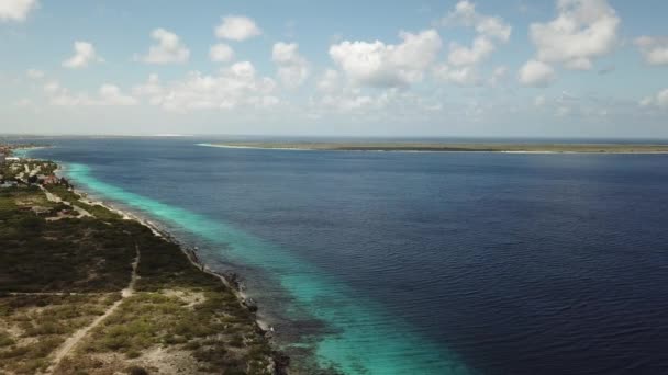 Morza plaży wybrzeża Bonaire wyspy Morza Karaibskiego wideo — Wideo stockowe