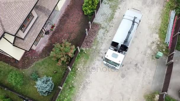 Sopor transport bil Flygfoto, drone ovanifrån 4k Uhd video — Stockvideo