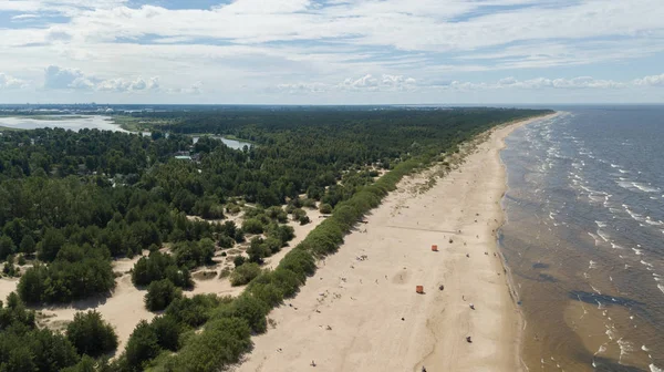 Vecaki Lettország Balti tengerparti légi drone top — Stock Fotó
