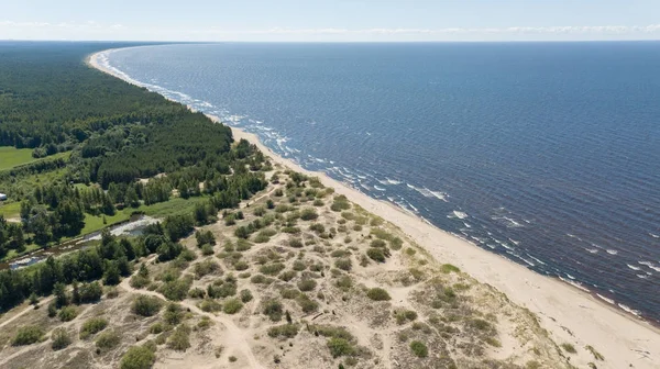 Gauja river Latvia drain into Baltic Sea aerial drone top view — Stock Photo, Image