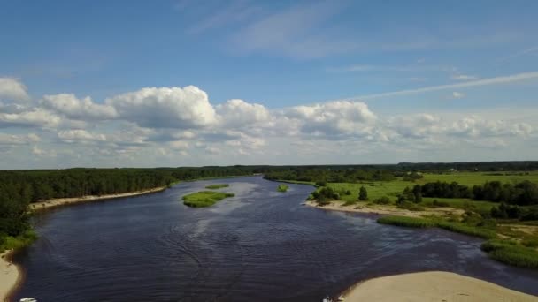Rzeki Gauja Łotwa Drenażu Morza Bałtyckiego Antenowe Drone Widok Góry — Wideo stockowe
