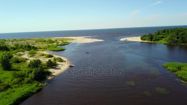 Gauja Río Letonia Desagüe Mar Báltico Avión Tripulado Vista Superior — Vídeos de Stock