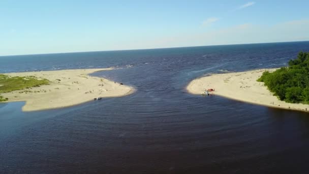 Gauja Fluss Lettland Abfluss Die Ostsee Antenne Drohne Draufsicht Uhd — Stockvideo