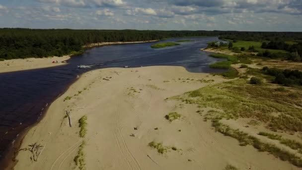 Gauja Fiume Lettonia Scarico Nel Mar Baltico Drone Aereo Vista — Video Stock