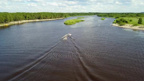 Gauja Fiume Lettonia Scarico Nel Mar Baltico Drone Aereo Vista — Video Stock